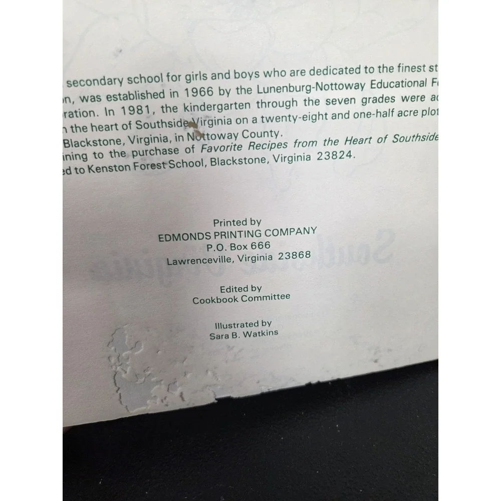 VTG 1983‎ Favorite Recipes Kenston Forest School Cookbook Blackstone Virginia